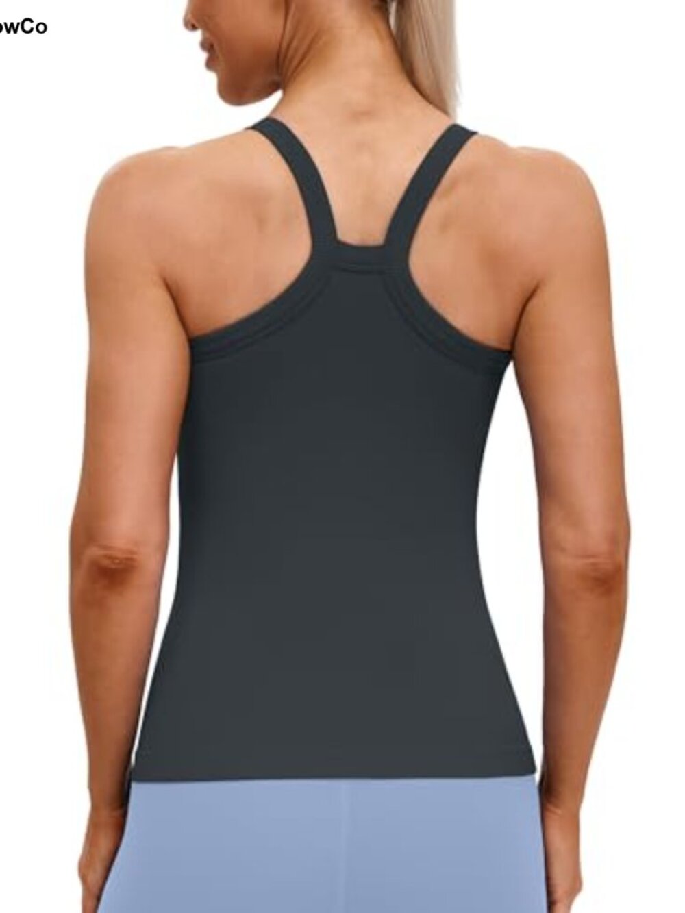 Seamless Ribbed Workout Tank with Built in Bra Racerback Yoga Top